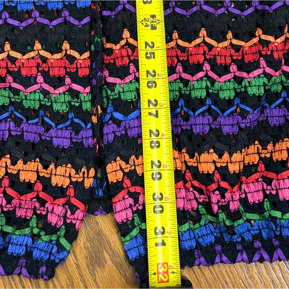 VTG Oscar Re La Renta Ribbon Crochet Open Cardigan Women’s M 90s Oversized Boho - Picture 8 of 9